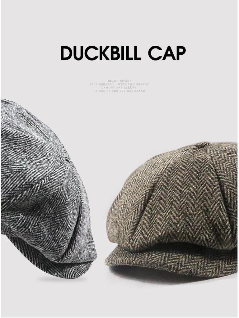 Yangguan/ZLEEVO Unisex Autumn/Winter Newsboy Cap - British Retro Style, Octagonal Design, Painter's Large Head Fit.
