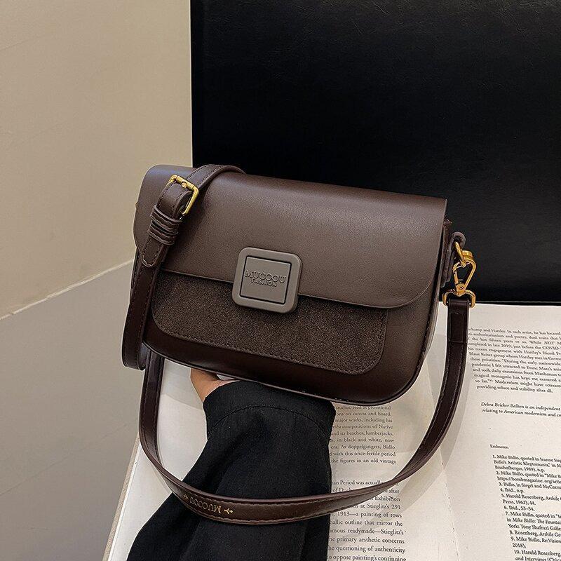 Retro simple and atmospheric fashion tofu bag autumn and winter versatile small square bag niche shoulder messenger bag