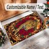 Leopard Theme Crystal Velvet Floor Rug Personalized Custom Name Text Warm Carpet Home Decoration