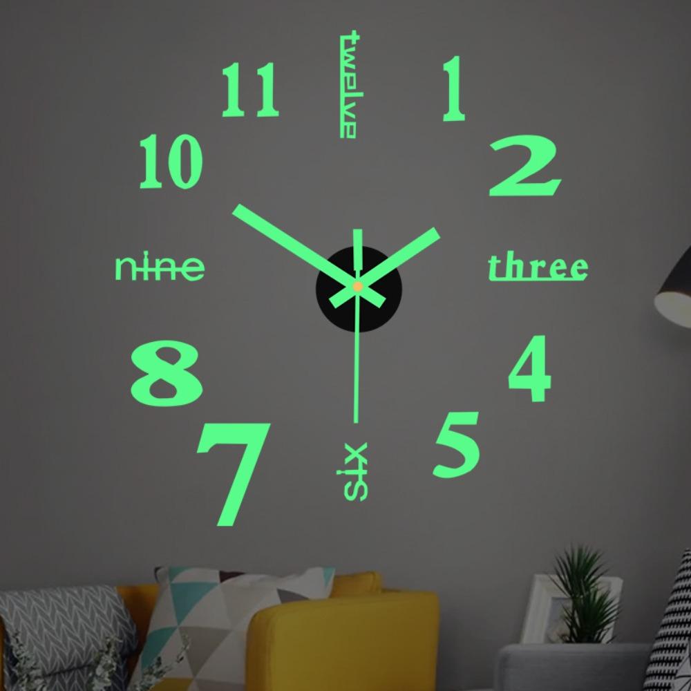 Silent Digital Wall Clock DIY Hanging Watch Simple Mute Clock Bedroom