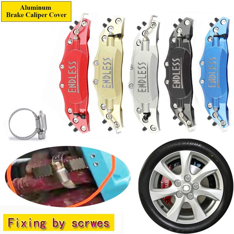 2PCS Universal 3D Aluminum Brake Caliper Cover Fixing By Screws Car Styling For Peugeot 207 308 407 206 307 607 RCZ 3008 4008