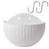 Imitation Rattan Wall Hanging Plant Pot Half Round Wall Mounted Semicircular Flower Pot for Indoor Outdoor Balcony