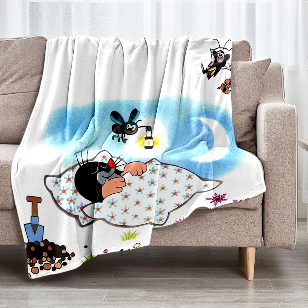 Krtek Theme Printed Blanket - Perfect for Couch, Bed, Travel & Outdoor Use | Machine Washable, Cozy & Durable.