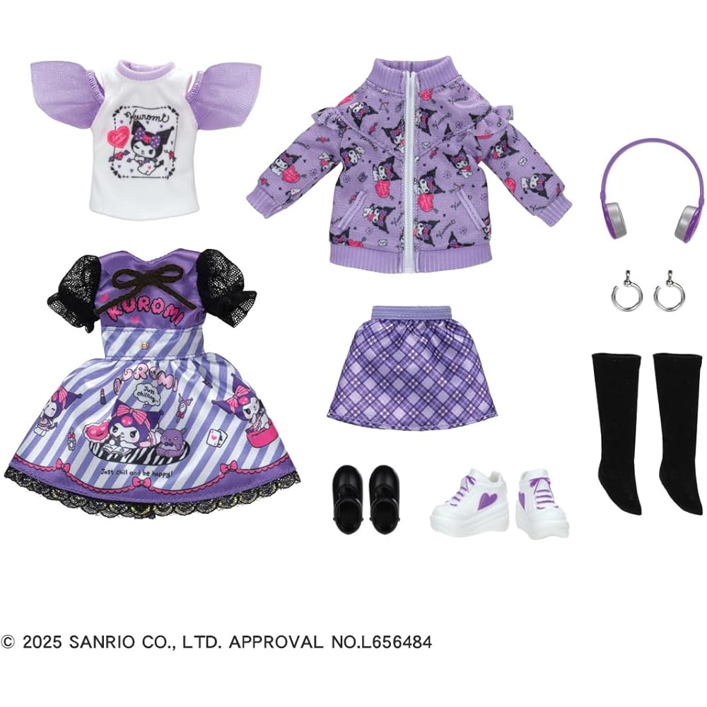 Takara Tomy Licca-chan Doll Cool Kuromi Outfit Set Casual Purple Dress 3 Years and Up