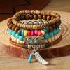 New Turquoise Wood Beads Beaded Alloy Accessories Elastic Line Men's Bracelet
