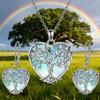 Moonstone Earring & Necklace Set - Heart Tree of Life, Luxurious European & American Style for Women