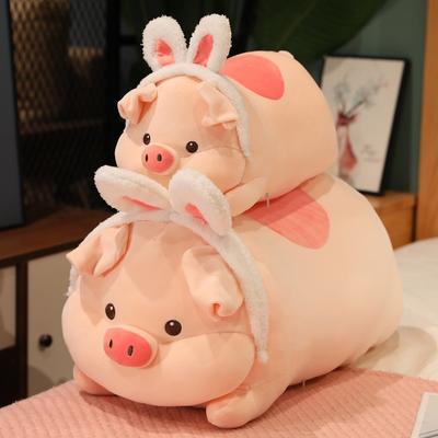 Kawaii Schwein Plüsch Spielzeug Schönes weiches Schweinchen mit Hasenstirnband Ausgestopfte weiche Tierpuppen Süße Baby Kleinkind Beschwichtigen Geschenke