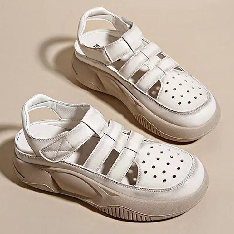 

Baotou sports sandals women s 2024 summer new fashion soft-soled women s shoes retro hollow thick-soled heightening Roman sandals 40