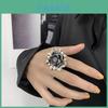 Gorgeous 925 Silver Large Flower Ring With Chic Vintage Aesthetic Perfect For Fashion Lovers