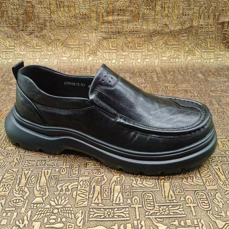 High-end autumn light-soled business leather shoes men's cowhide round head trend fashion casual men's leather shoes