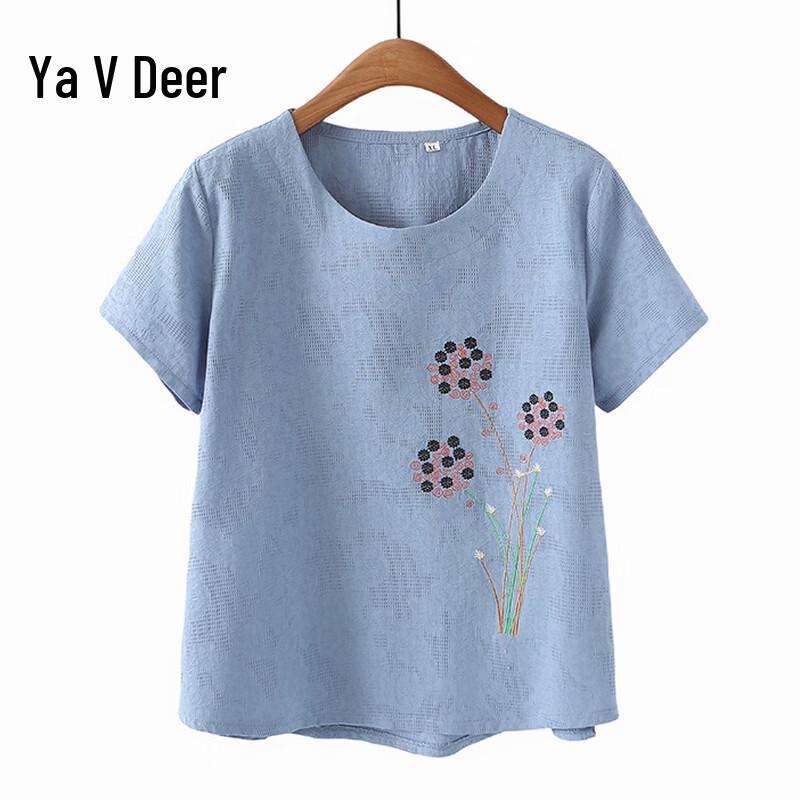 Yalu Elderly Women s Summer Cotton Short Sleeve Top & Sets 3XL