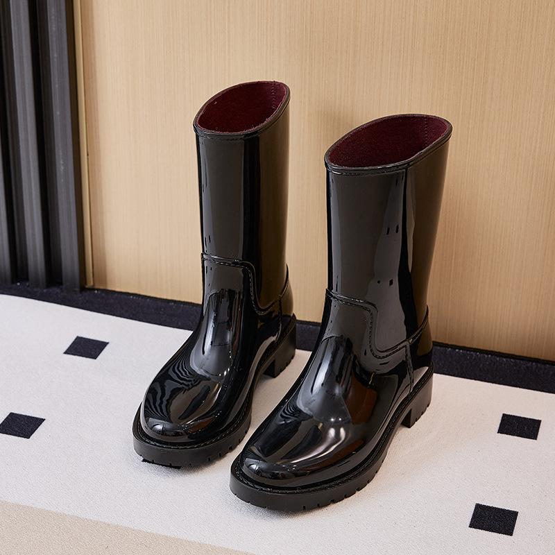 

Женские новые резиновые сапоги средней длины, водонепроницаемые и нескользящие, женские модные взрослые платформенные водные ботинки 36