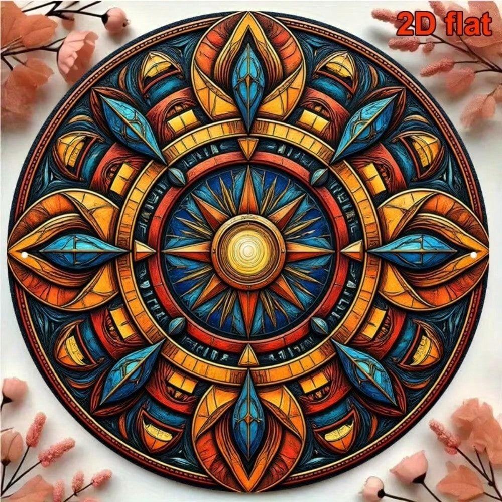 Round Aluminum Mandala Metal Wall Poster Bright Living Room Decor