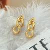 S925 Silver Needle Geometric Chain Earrings with Micro-Inlaid Zircon