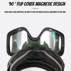 New Flip-Cover Ski Goggles with Cylindrical Magnetic Double-Layer Anti-Fog Windproof Sports Eye Protection Snowy Skiing Glasses