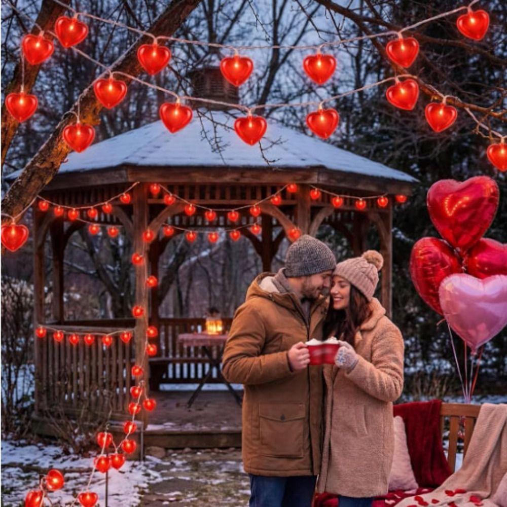 Battery Operated Heart Shaped LED String Lights LED Valentines Day Decor  Indoor Outdoor Use