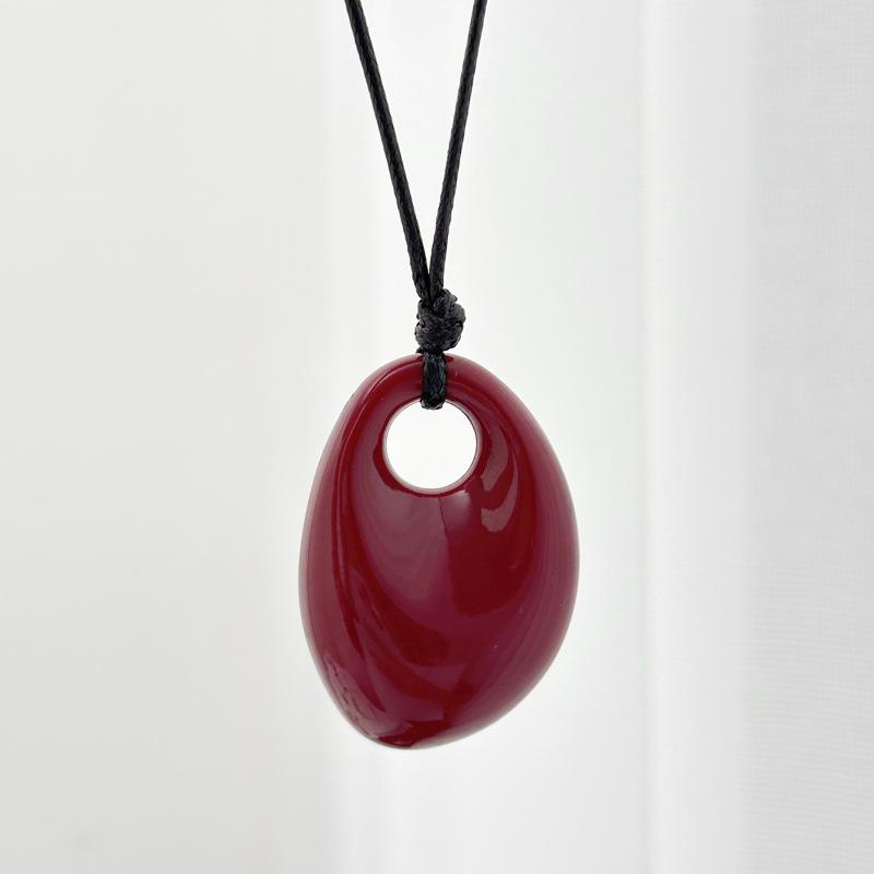 4 Colors Minimalist Wine Red Black Acrylic Long Pendant Necklace For Women Vintage Leather Rope Chain Sweater Chain New