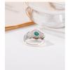 Adjustable Vintage Turquoise Enamel Floral Open Ring With Hollow Motif Bohemian Ethnic Style