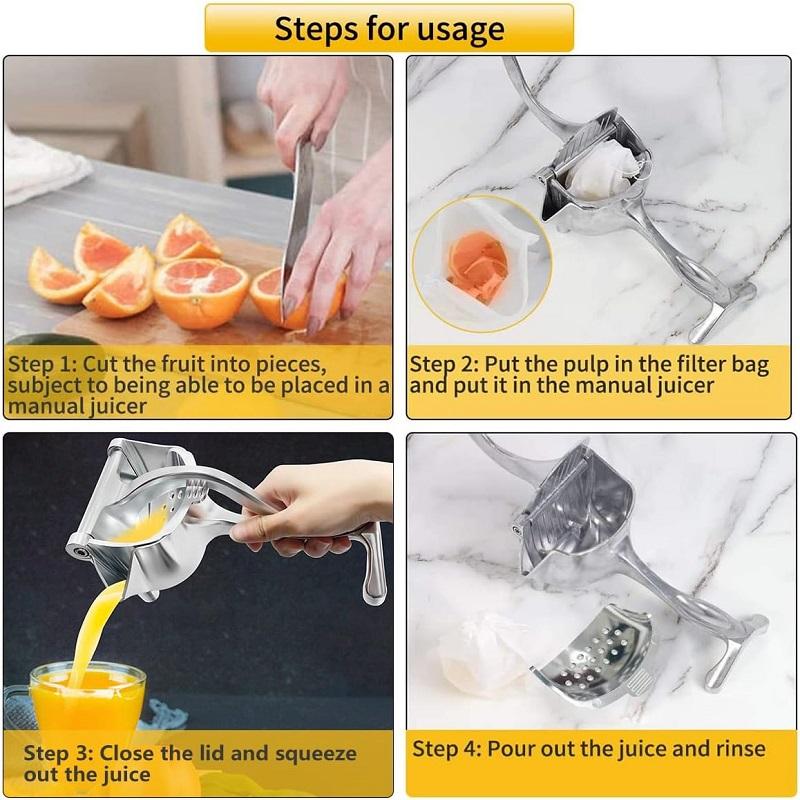 Manual Metal Juicer Squeezer Eco-Friendly Dishwasher Safe Kitchen Accessory Fruit Vegetable Orange Lemon Squeezing Portable