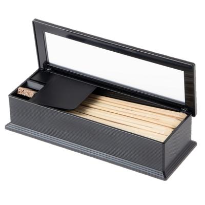 Strix Design Chopsticks Box Made In Japan Black Cover with Toothpick Case Compatible with Chopsticks Up To 23cm In Length Easy To Take Out Fingerprint