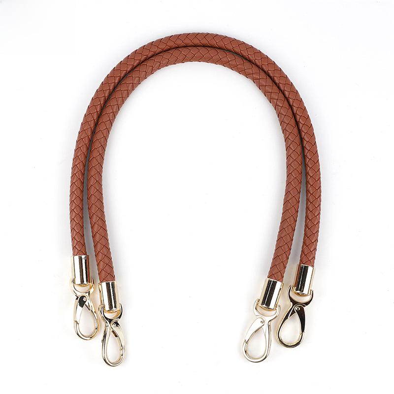 60cm Black PU Leather Woven Bag Handle Strap - Imitation Leather Shoulder Accessory