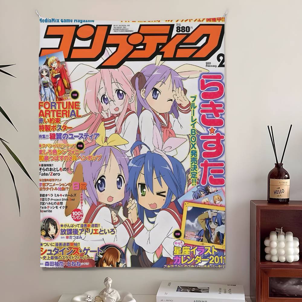Comptiq 2007 Lucky Star Fatestay night Magazin Cover Wandteppich Nostalgische Raumdekoration für Klassische Otaku Visual Novel Fans