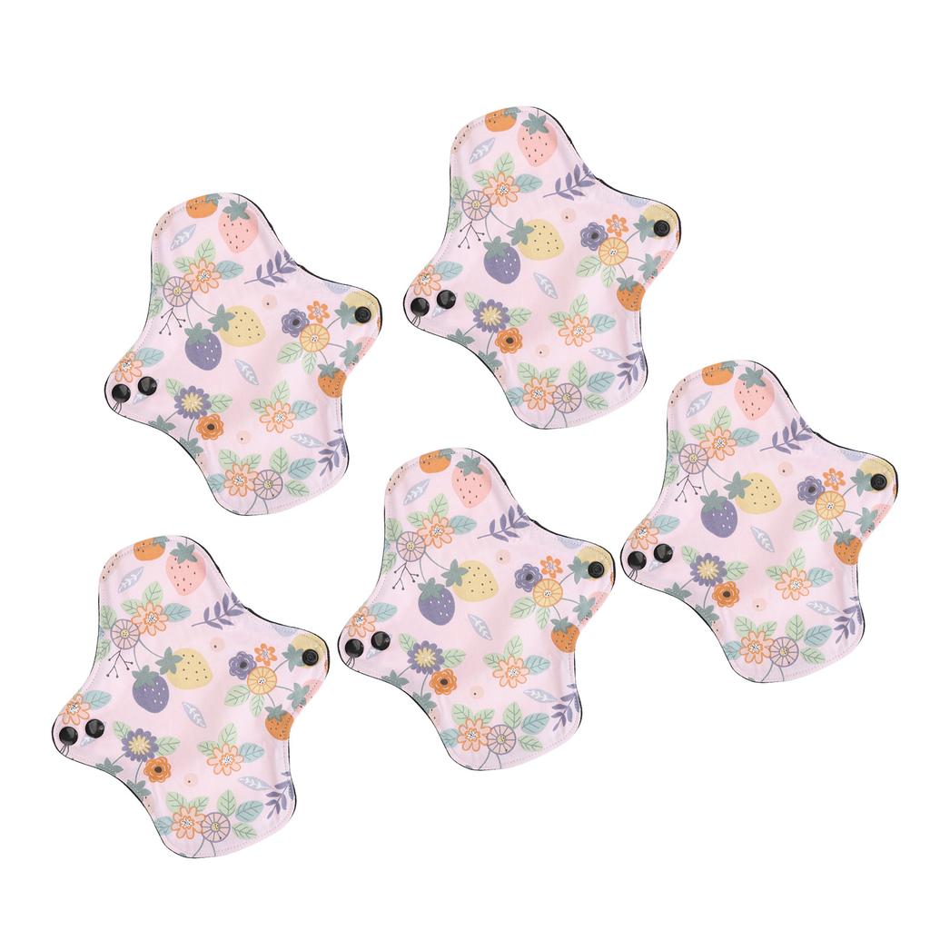 5pcs Washable Feminine Pad Multi Layers Waterproof Super Plus Absorbency Reusable Sanitary Pad for Travel L