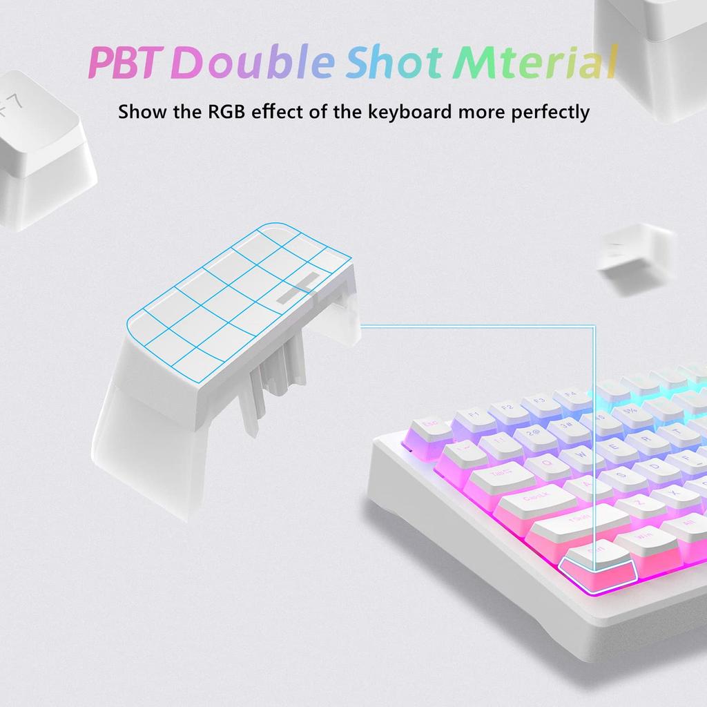 Womier Pudding PBT Tastenkappen 165er Tastensatz Benutzerdefinierter Tastenkappensatz OEM-Profil Universelle Kompatibilität für Tastaturen Weiße Tastenkappen, Durchscheindend 100%, 75%,