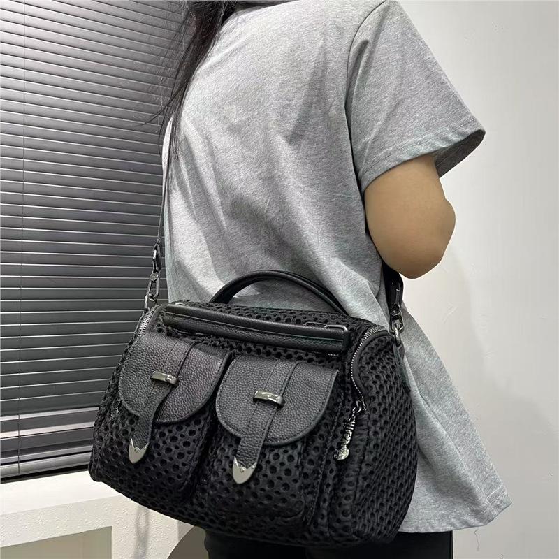 Women'S Mesh Splicing Handbag Multi-Pocket Simple Casual Versatile Shoulder Bag