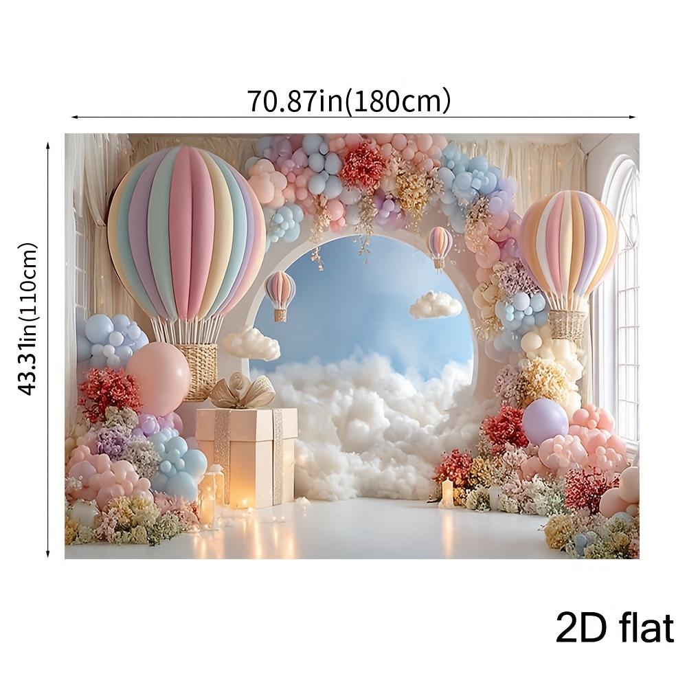 2D Plane Design, 1 Piece. Soft-colored Pink and Blue Balloon Arch Background