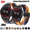 Ātri stiprināma 26mm 22mm siksniņa Garmin pulksteņiem, pīta neilona cilpa, magnētiska Correa priekš Garmin Fenix 5, instinct 2X, Fenix 3 siksniņa, pulksteņsiksniņa