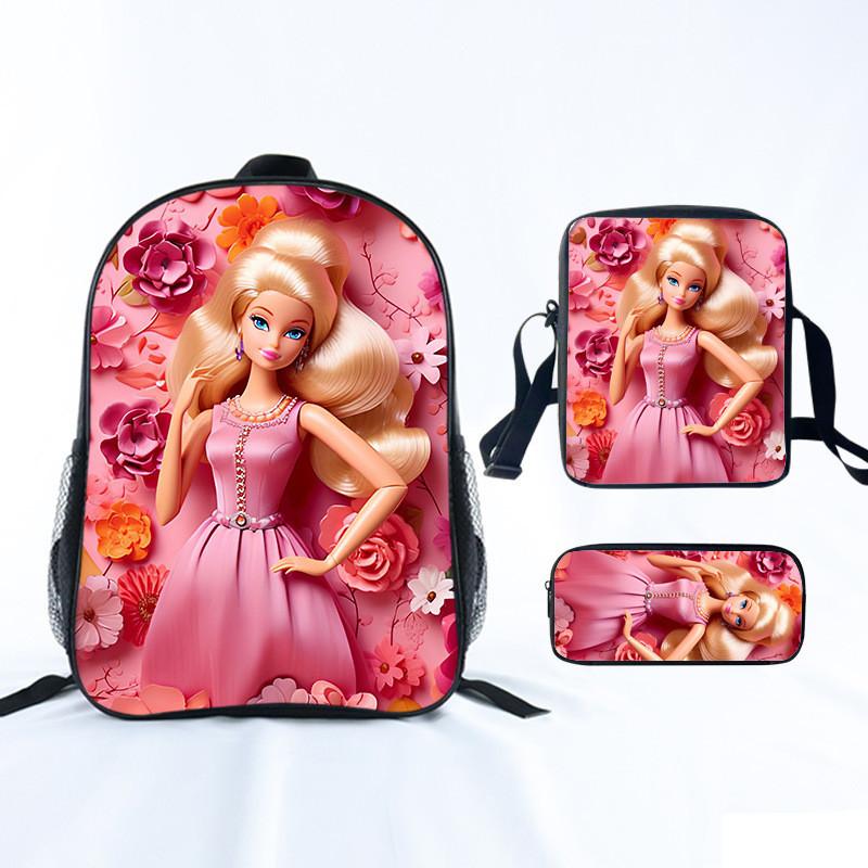 Barbie Princess School Bag Threepiece Set With Oxford Fabric For Girls Student Use