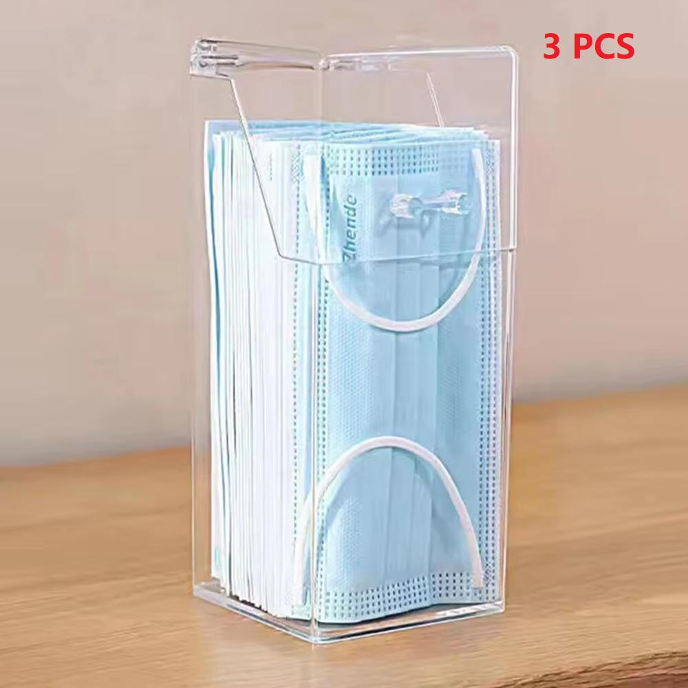 1/3PCS Transparent Mask Storage Box With Cover Dust Mouth And Nose Cover Door Desk Entrance Mask Box