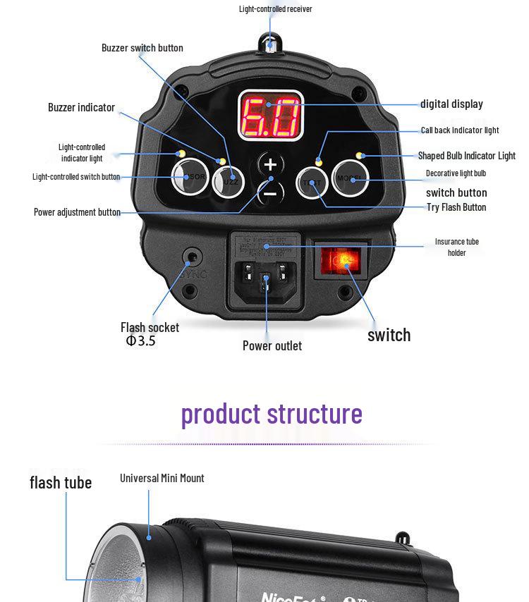 8NICE TB Series Studio Flash for Portrait and Still Life Photography