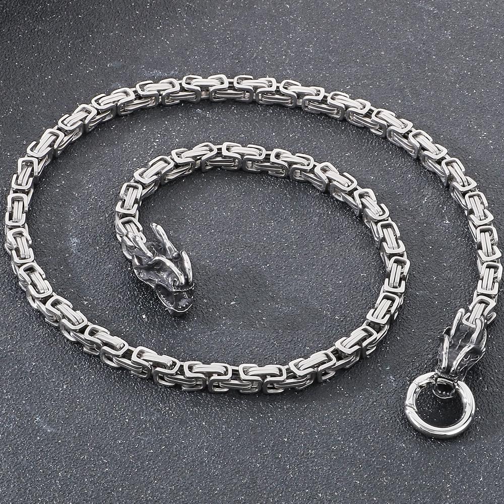 Luxury Gold Color 316L Stainless Steel Chinese Dragon LONG Necklace for Men 6mm Width 72cm Long Fashionable Jewelry Accessory
