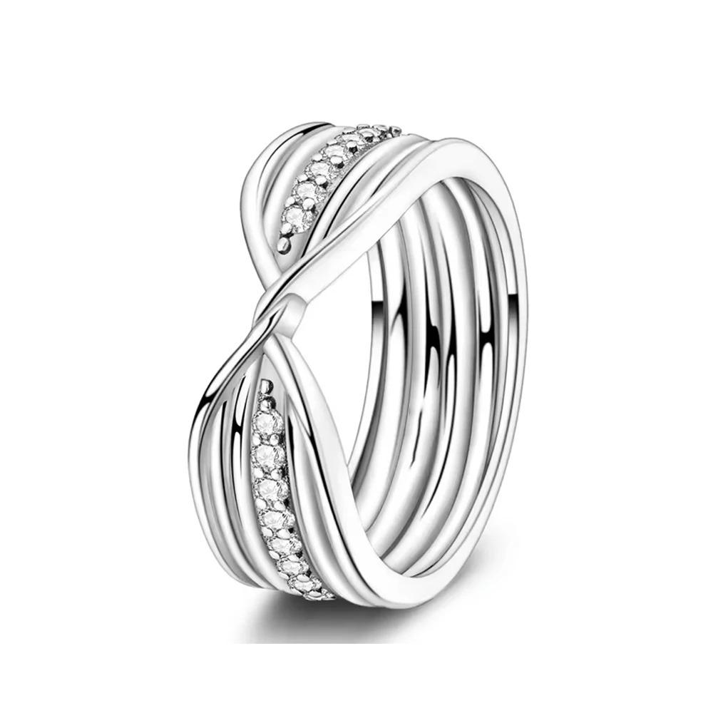 Boże Narodzenie Srebro 925 Korona Serce Kwiat Skrzydło Cyrkon Błyszczące Pierścionki Dla Kobiet Biżuteria Fine Jewelry ślub Rocznica Prezenty