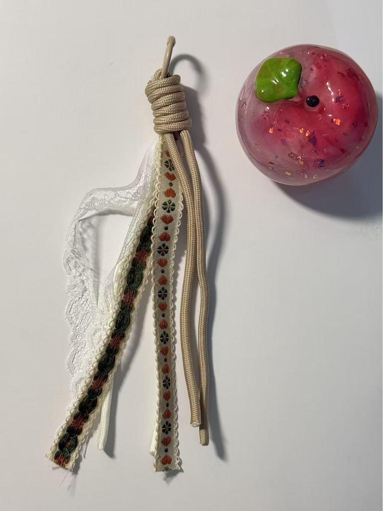 Handmade Colorful Lace Phone Lanyard & Dopamine Keychain Charm