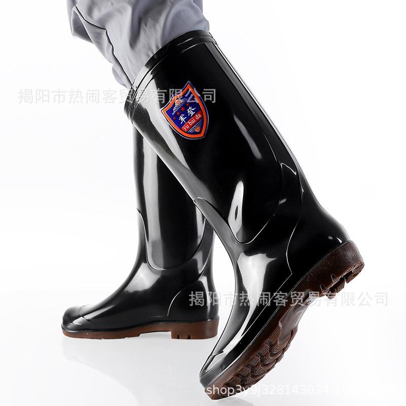 Summer black no inner rubber shoes high tube water shoes long tube water boots non-slip workers shoes quick-drying rain shoes brown men's rain boots