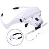 2-LED Visor Magnifier Glasses Magnifying Glass Repair Jeweler Magnifier 5 Replaceable Lens Headband