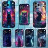 Phantasy Art Starry Sky Cat  Case For iPhone 17,16,15,14,13,12,11,Plus,Pro Max,XS,X,XR,SE,Mini,8,7,Soft Silicone Black Cover