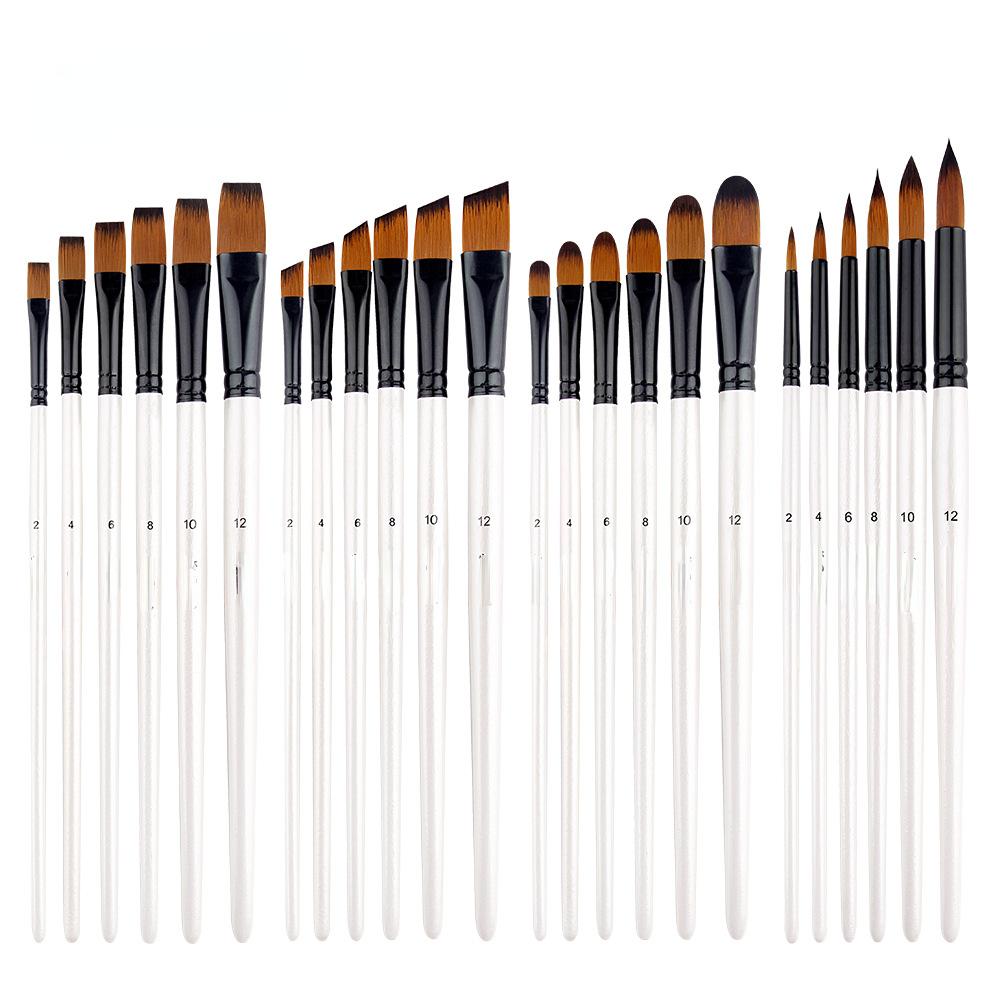 Professional Painting Brush Set Acrylic Oil Watercolors Artist Painting Supplies High Quality White Rod Gouache Nylon
