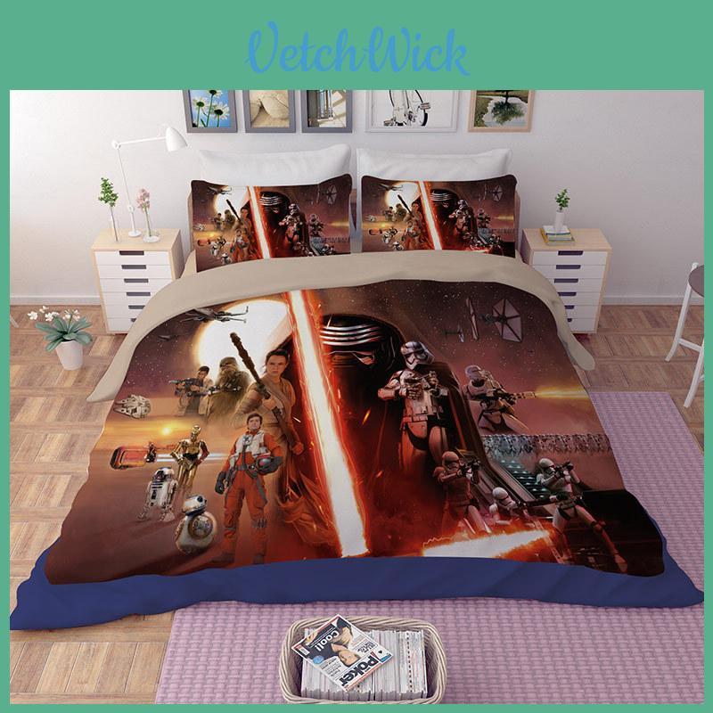 Star Wars Print Film Duvet Comforter Quilt Cover Bedding Set With Matching Pillowcases For Elegant Childrens Room Decor