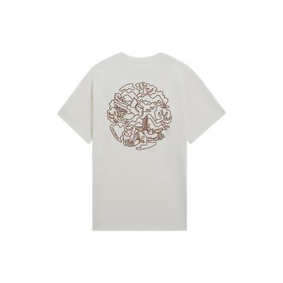 Rückenmuster Druck Lockeres Casual Kurzarm T-Shirt Unisex Tops Off-White AHSS171-1