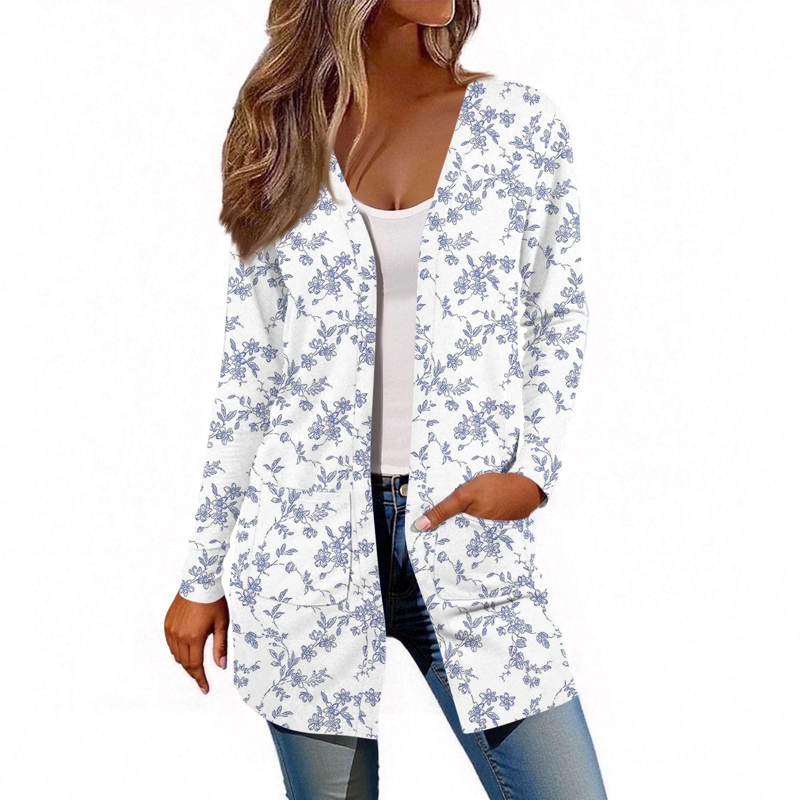 

Женский кардиган с длинным рукавом, повседневная куртка с карманами, топ XL