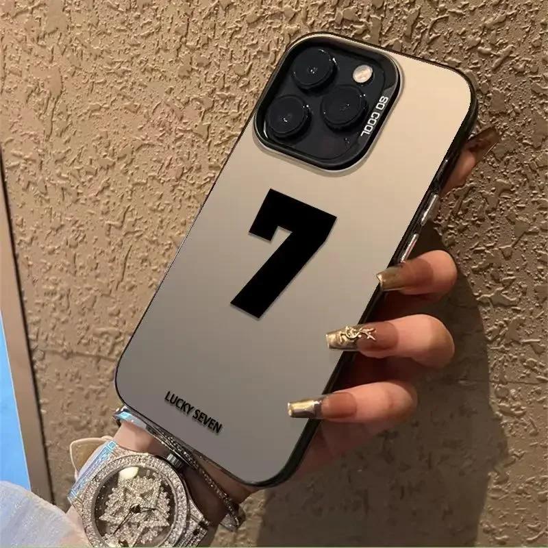 7 Basketball Jersey Number Pattern Phone Case For iPhone 15 14 13 12 11 Pro Max XS X XR 7 8 Plus Colored Silver Plated Cover