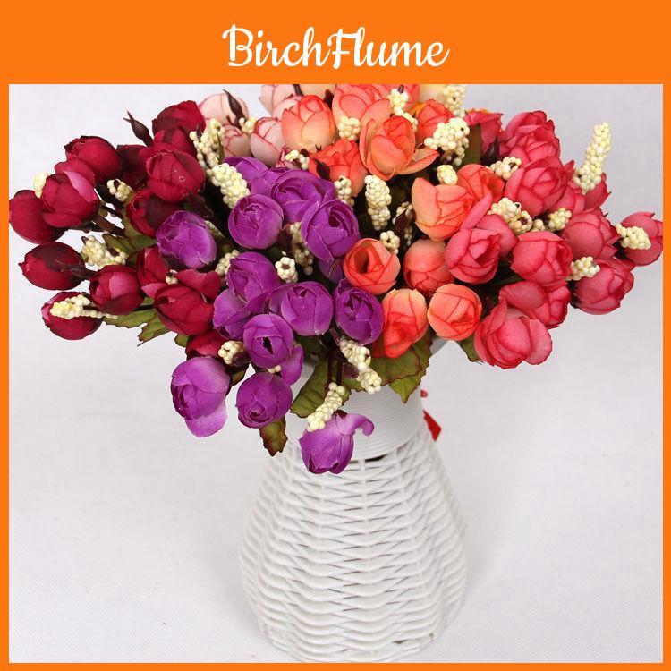 Eleganti Fiori Artificiali Boccioli di Rosa da Tè Per Bouquet da Sposa e Decorazioni Nuziali
