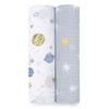 Aden Anais Space Cadet Swaddle 112 X Muslin Galaxy Highly Ideal for Soothing Crying Perfect for Baby Shower SWADAEESWC20015W + Blanket, 2-Pack, 112cm,