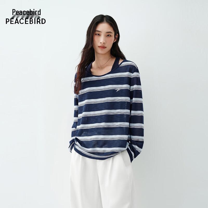 PEACEBIRD Women s Striped Long Sleeve T-Shirt AACPG211N M