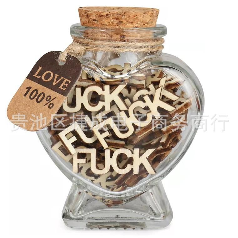 Lustiges Fuck-Glas Geschenk – 100 Holzbuchstaben-Ausschnitte, Scherz-Geburtstagsgeschenk für Ihn/Sie, Neuartige Schreibtischdekoration zur Stressbewältigung