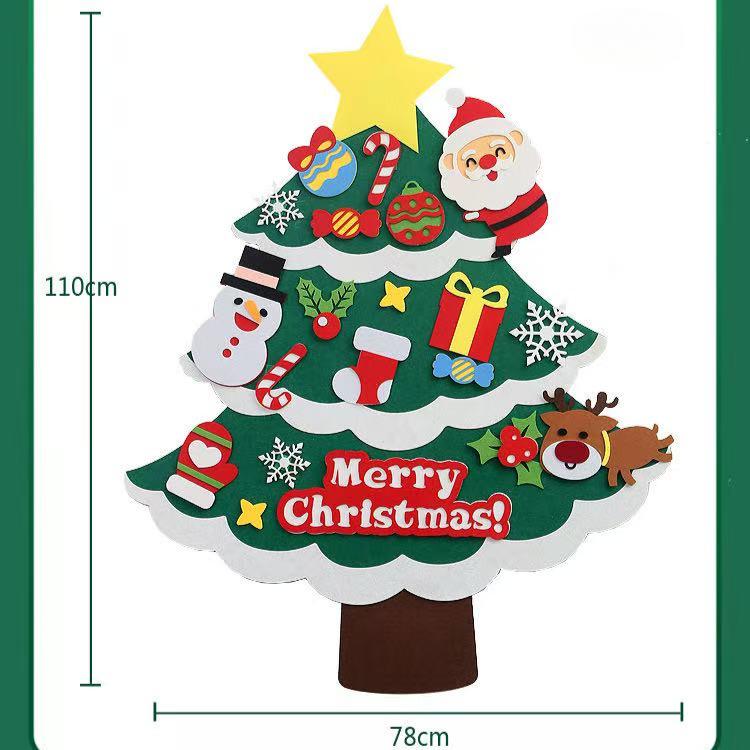 DIY Felt Christmas Tree Set with Ornaments for Kids, Xmas Gifts, New Year Door Wall Hanging Decorations